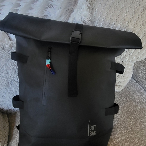 Black Roll-Top Backpack - Picture 1 of 10